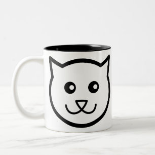 Taza Bicolor Cat Animal Face Kitty Mascota Happy