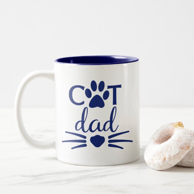 Taza Bicolor Cat Dad 2 Navy (Con donut)