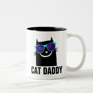 Taza Bicolor CAT DADDY (DAD) Gafas de sol Coffee Mugs negro