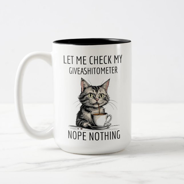 Taza Bicolor Cat, déjame revisar mi Giveashitómetro no nada (Izquierda)