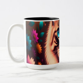 Taza Bicolor Cat Floral