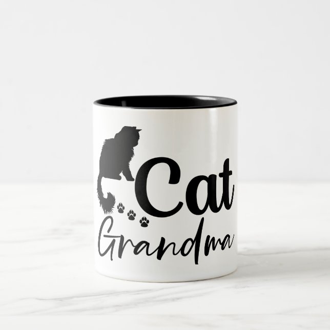 Taza Bicolor Cat Grandma Kitten Pet Lover (Centro)