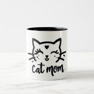 Taza Bicolor Cat Mom black