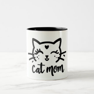Taza Bicolor Cat Mom black