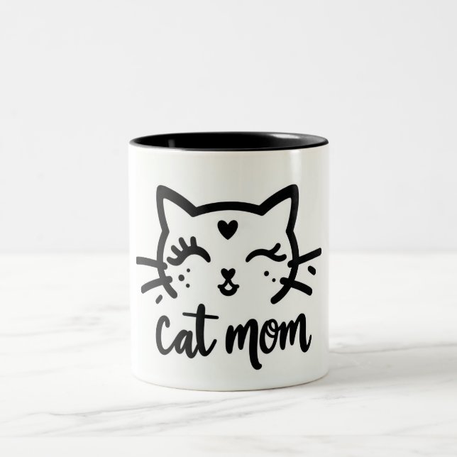 Taza Bicolor Cat Mom black (Centro)