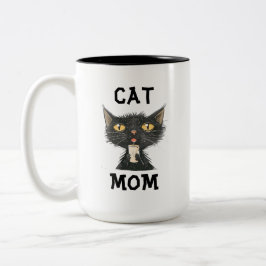 Taza Bicolor Cat Mom Coffee Mug