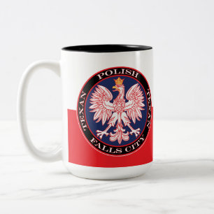 Taza Bicolor Catarata de la ciudad alrededor de texano polaco