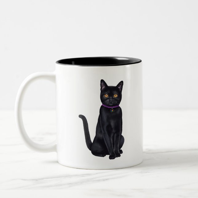 Taza Bicolor CatFans - gato negro de Bombay (Izquierda)