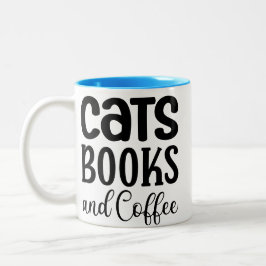 Taza Bicolor Cats, Books and Coffee 