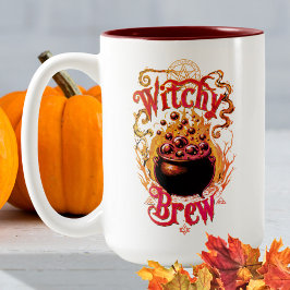 Taza Bicolor Cauldrón negro gótico Café de Halloween Bruja