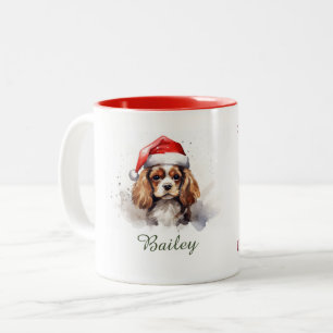 Taza Bicolor Cavalier King Charles Spaniel Navidades Mug