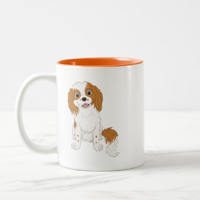 Taza Bicolor Cavalier Spaniel de Blenheim personalizado  (Izquierda)