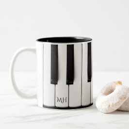 Taza Bicolor Cayos monogramo de personalizado Piano Keys