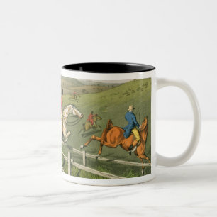 Taza Bicolor Caza de Fox, aquatinted por I. Clark, pub. por