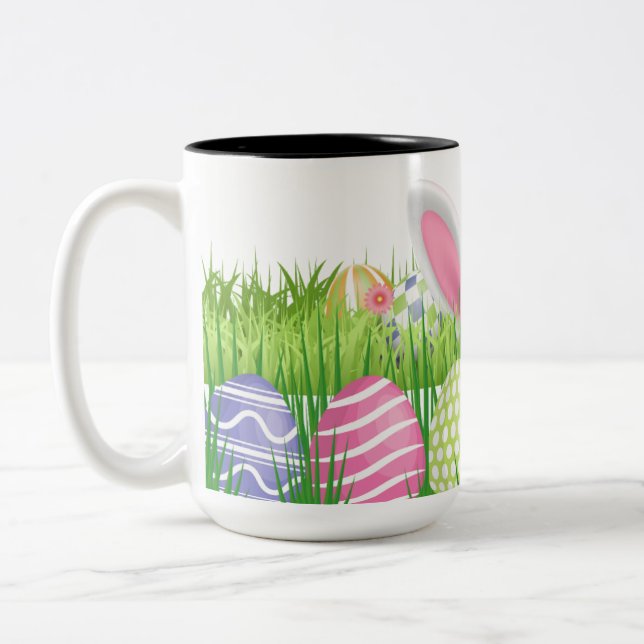 Taza Bicolor Caza de huevos de conejo de Pascua (Izquierda)