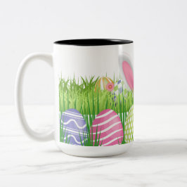 Taza Bicolor Caza de Huevos del Conejo de Pascua