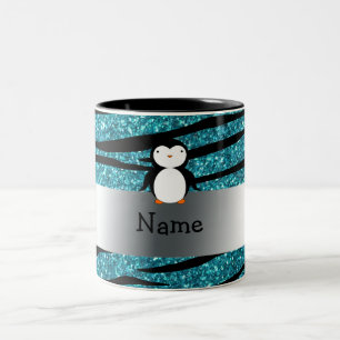 Taza Bicolor Cebra conocida personalizada del purpurina de la
