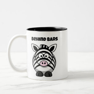 Taza Bicolor Cebra Detrás de Barrotes – Pun Animal de Dibujos A
