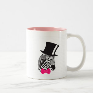 Taza Bicolor Cebra hipster con sombrero superior y corbata de v