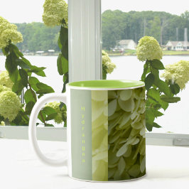 Taza Bicolor Celadon Green Hydrangea Blossoms