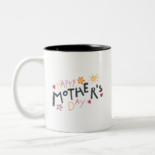 Taza Bicolor Celebra un Feliz Día de las Madres Corazones Jugue