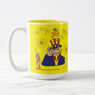 Taza Bicolor celebración de corazones valientes amarillo