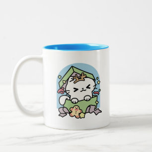 Taza Bicolor Celebración de los navidades con un gato moro
