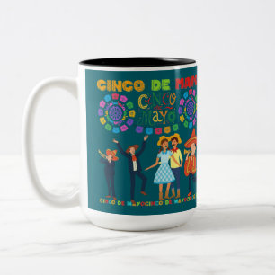 Taza Bicolor Celebración de salsa atardecer azul oscuro