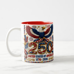 Taza Bicolor Celebración patriótica estadounidense del 250 aniv