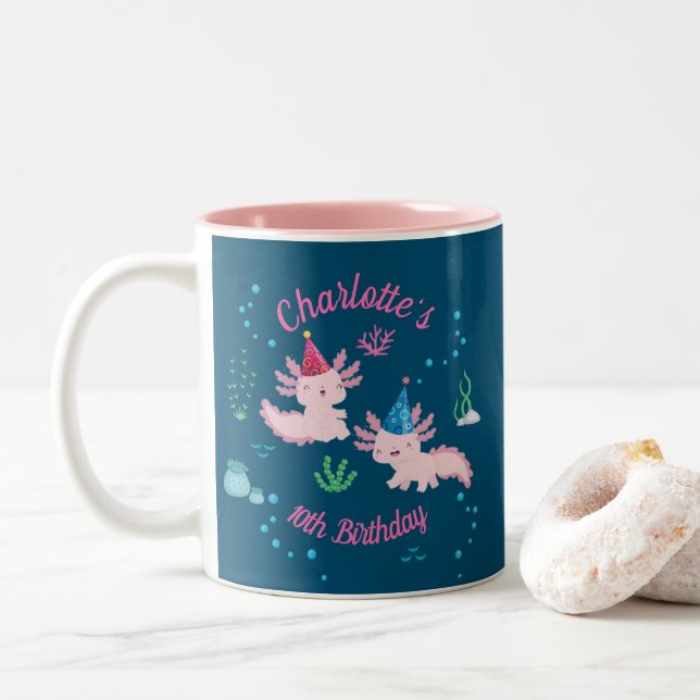 Taza Bicolor Celebrar con Axolotl Magic (Con donut)