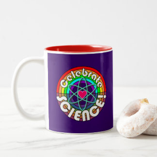 Taza Bicolor ¡Celebre la ciencia! Átomo del arco iris (ciencia