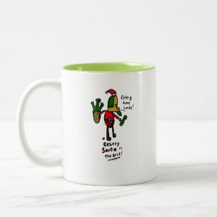 Taza Bicolor Celery Santa para vegetarianos