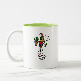 Taza Bicolor Celery Santa para vegetarianos