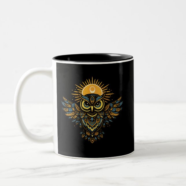 Taza Bicolor Celestial Guardian Owl Sun Halo Art (Izquierda)