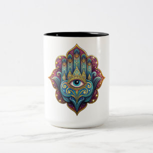 Taza Bicolor Celestial Hamsa