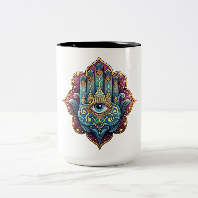 Taza Bicolor Celestial Hamsa  (Centro)