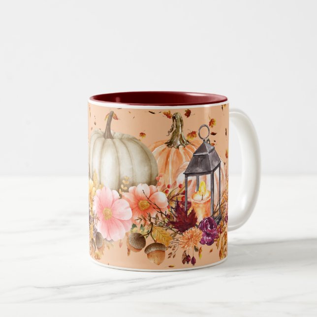 Taza Bicolor Centro de calabaza otoñal (Anverso derecho)