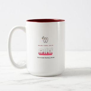 Taza Bicolor Cepillo, hilo dental, dentista de sonrisa Higiene