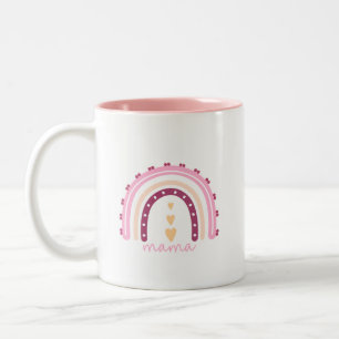 Taza Bicolor Cerámica colorida Mamá Mug con arcoiris bohemio