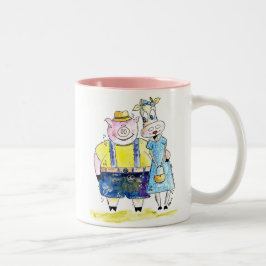 Taza Bicolor Cerdo caprichoso y blanco