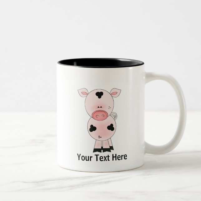 Taza Bicolor Cerdo de la granja (personalizado) (Derecha)