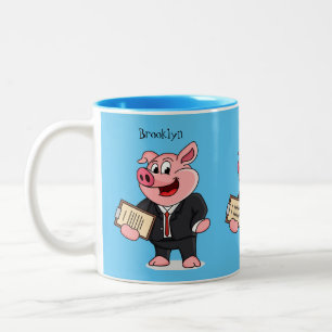 Taza Bicolor Cerdo gracioso personalizado de traje de negocios