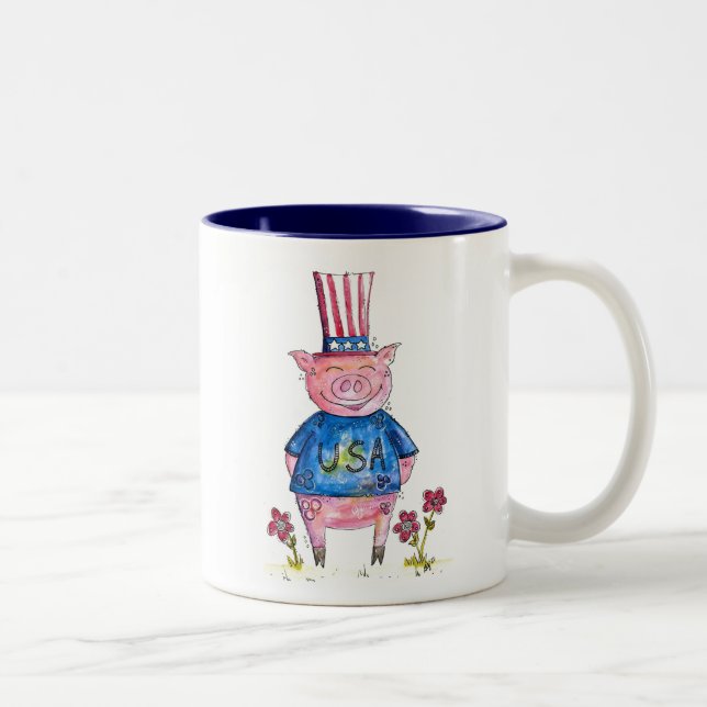Taza Bicolor Cerdo Patriótico Cutáneo (Derecha)