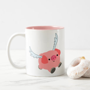 Taza Bicolor Cerdo Personalizado alado lindo
