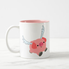 Taza Bicolor Cerdo Personalizado alado lindo