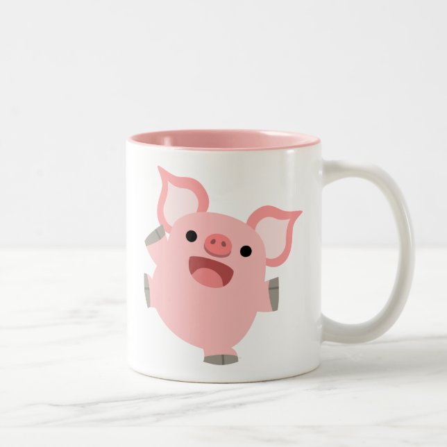 Taza Bicolor Cerdo Personalizado Cute Joyous (Derecha)
