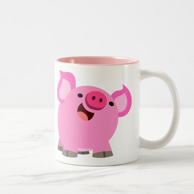 Taza Bicolor Cerdo Personalizado Cute Laughing (Derecha)