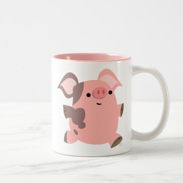 Taza Bicolor Cerdo Personalizado deportivo lindo (Derecha)