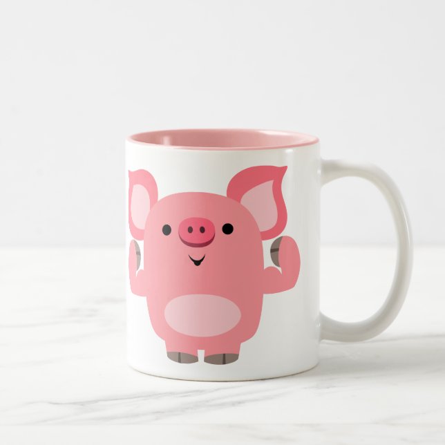 Taza Bicolor Cerdo Personalizado musculoso (Derecha)