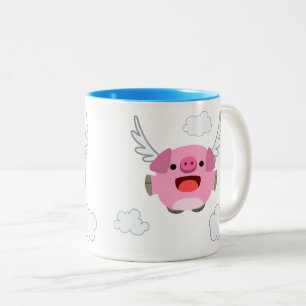 Taza Bicolor Cerdo Personalizado volador